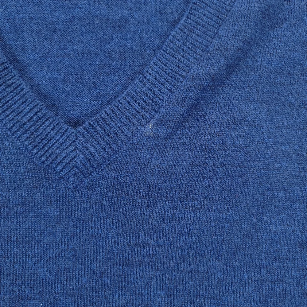 Ralph Lauren POLO Sweater Italian Yarn Men's MEDIUM M Blue Knit V-NECK